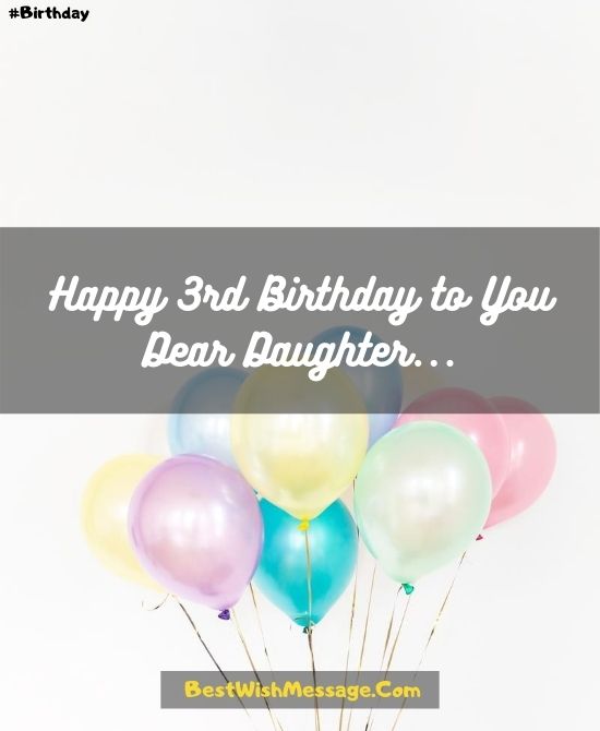 Happy Birthday Card New 3rd Third 3 Today Three For Girl Her Female