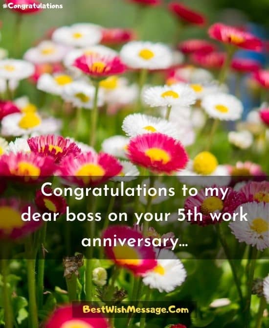 Congratulations Messages to Boss for Completing 5 Years