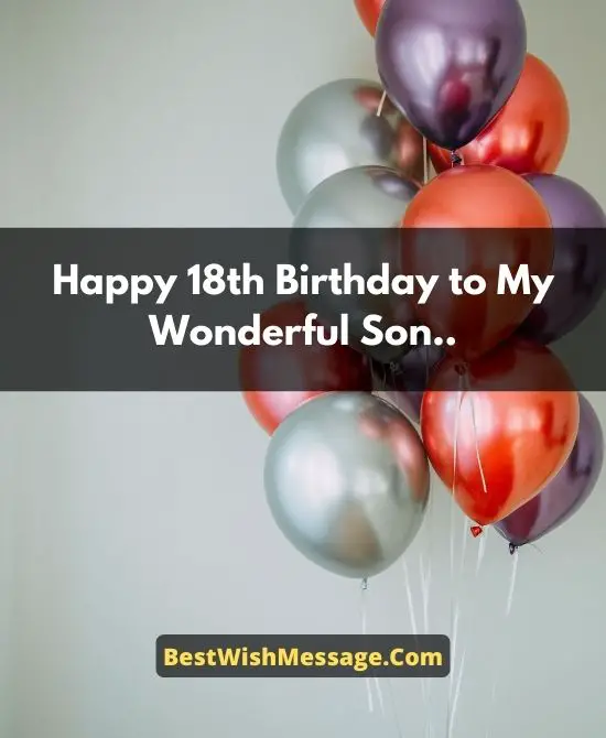 18th Birthday Wishes for Son