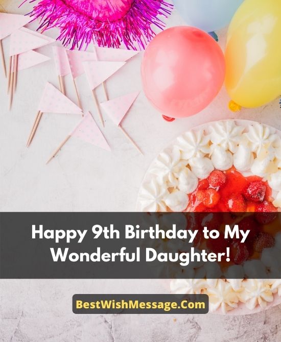 9th Birthday Wishes for Daughter