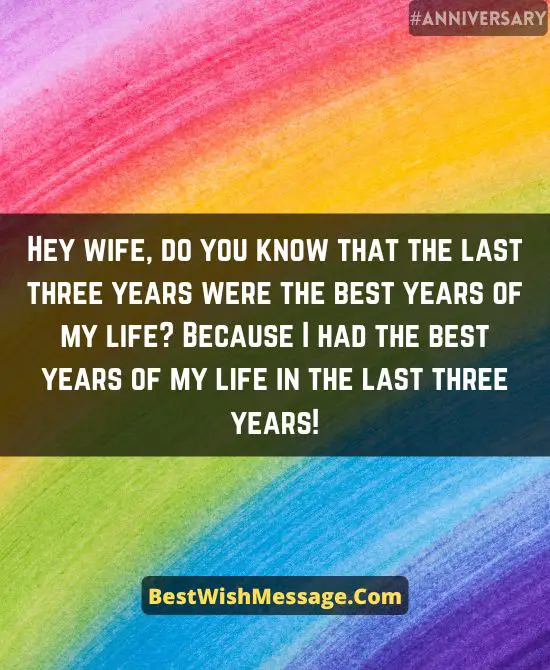 Romantic 3rd Anniversary Wishes for Wife