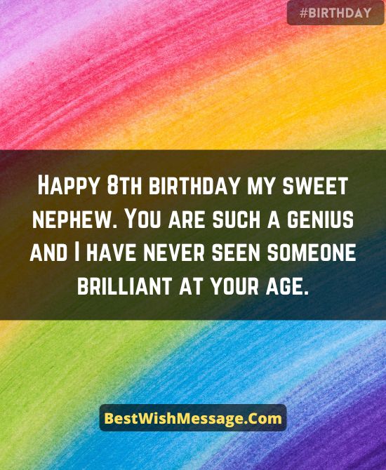 8th Birthday Wishes for Nephew from Aunt