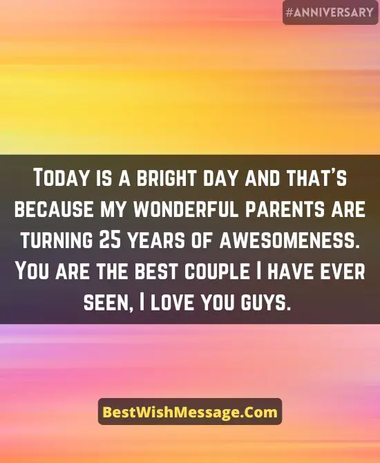 25th Anniversary Greetings to Parents