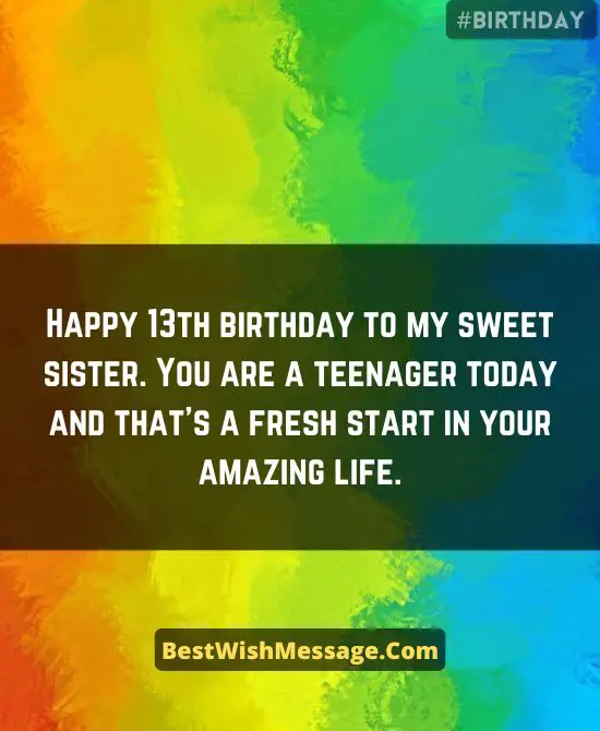 13th Birthday Wishes for Sister