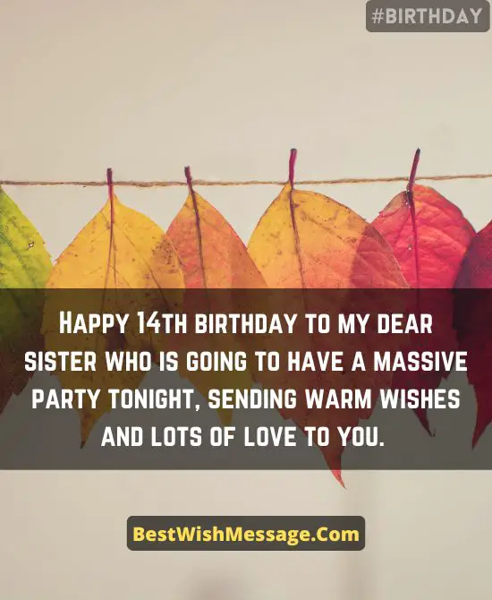 14th Birthday Wishes for Sister