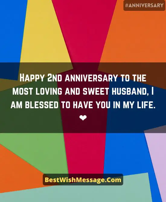 Romantic 2nd Anniversary Greetings for Husband