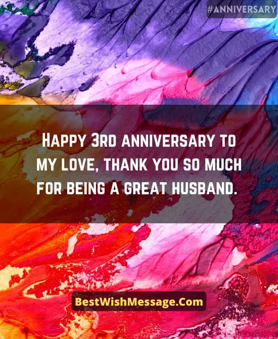 3rd Wedding Anniversary Wishes for Husband