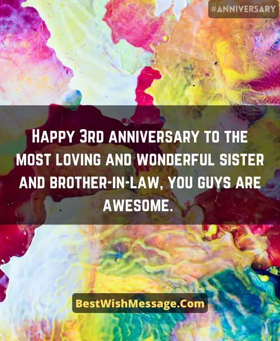 3rd Wedding Anniversary Wishes for Sister