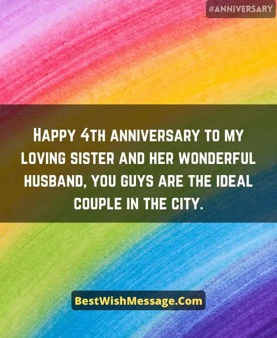4th Wedding Anniversary Wishes for Sister