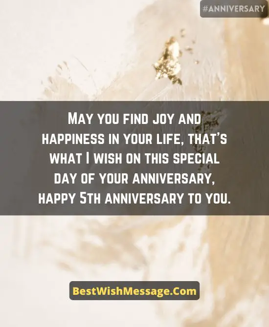 5th Wedding Anniversary Wishes for Sister