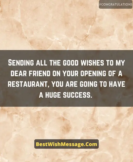 Congratulations Messages for Restaurant Opening