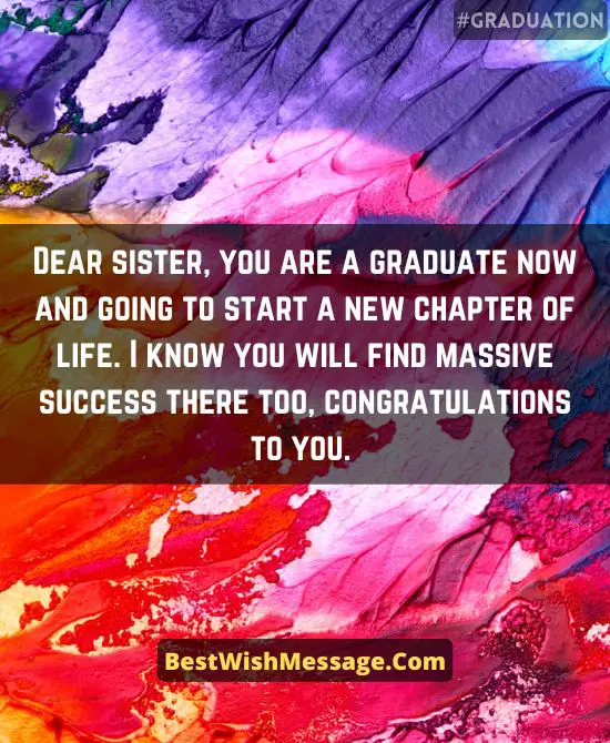 Graduation Messages to Younger Sister