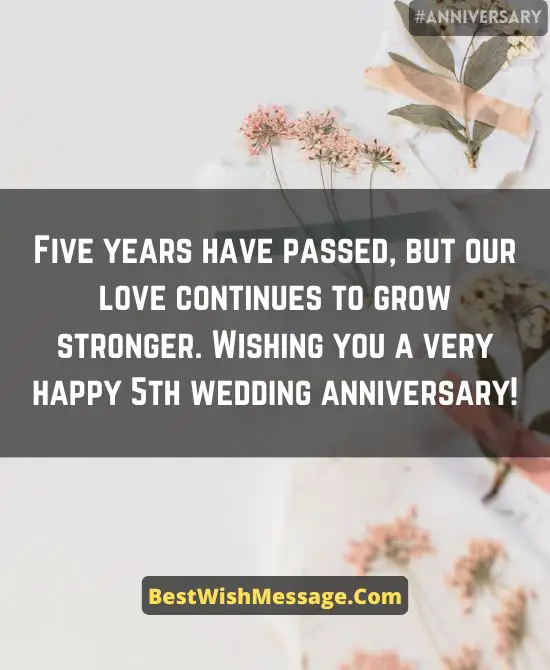 5th Wedding Anniversary Wishes for Husband