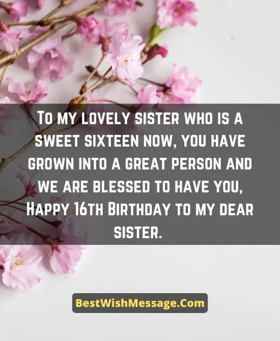 16th Birthday Wishes for Sister