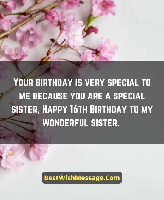 Birthday Wishes for Sister Turning 16