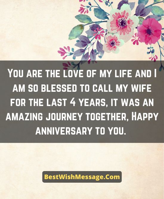 4th Wedding Anniversary Wishes for Wife