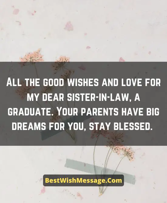 Graduation Congratulations Message for Sister-in-Law