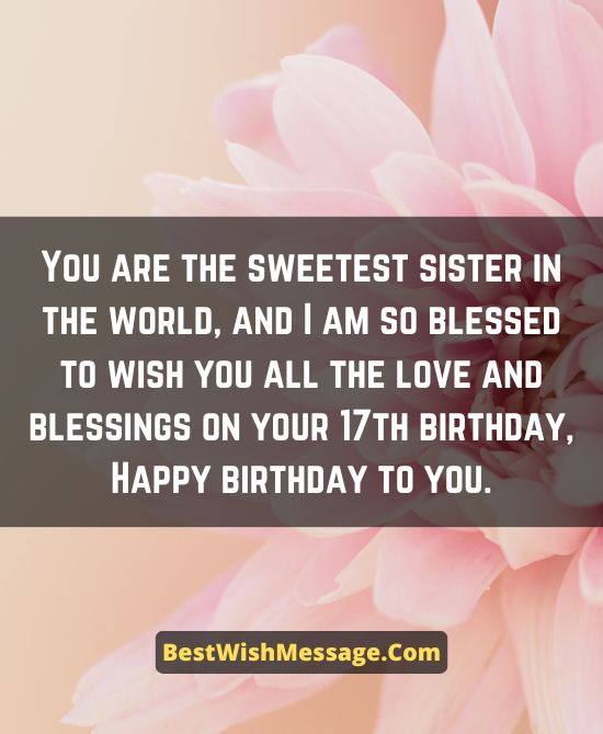 Birthday Wishes for Sister Turning 17