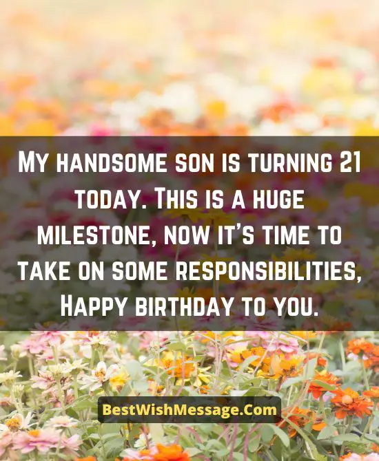 21st Birthday Wishes for Son