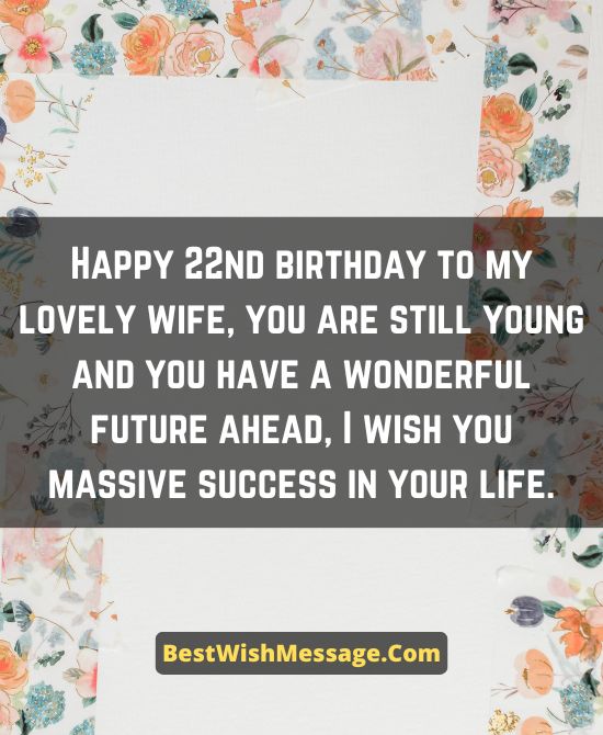 Romantic Birthday Wishes for Wife Turning 22