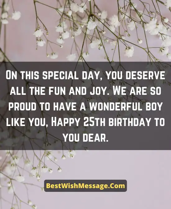 25th Birthday Wishes for Son