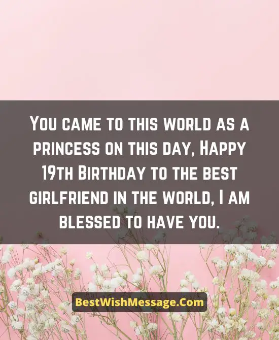 Happy 19th Birthday Greetings to Girlfriend