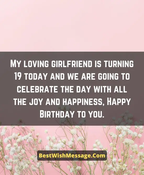 Funny 19th Birthday Wishes for Girlfriend