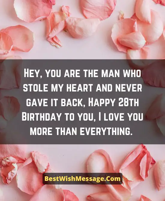 28th Birthday Wishes for Husband