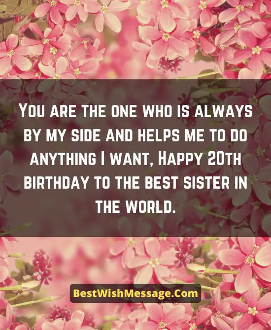 Birthday Wishes for Sister Turning 20