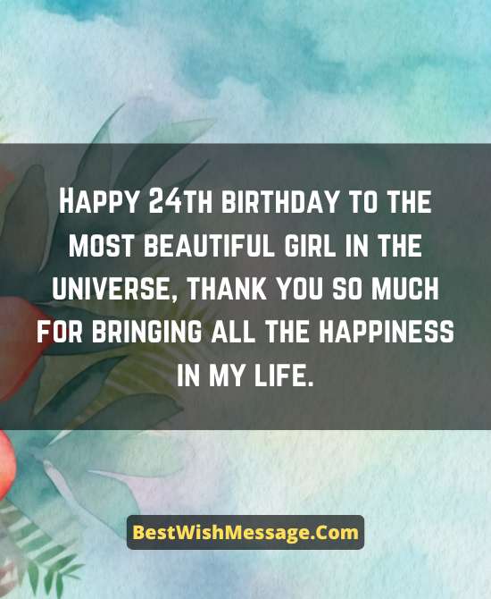 24th Birthday Wishes for Girlfriend