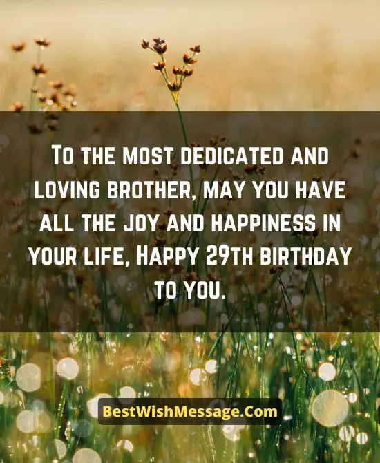 29th Birthday Wishes for Brother
