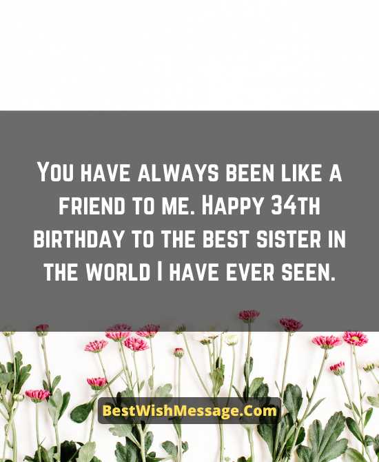 44+ Happy 34th Birthday Wishes and Messages for Sister