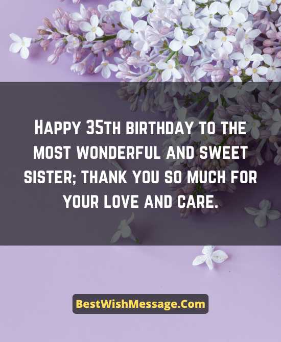 35th Birthday Wishes for Sister