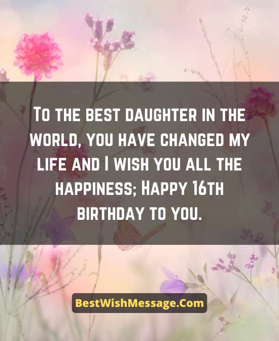 16th Birthday Wishes for Daughter 