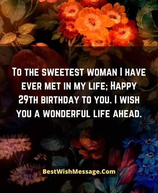 29th Birthday Greetings for Girlfriend