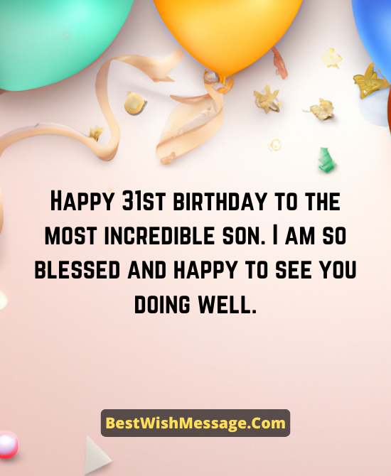 31st Birthday Wishes for Son