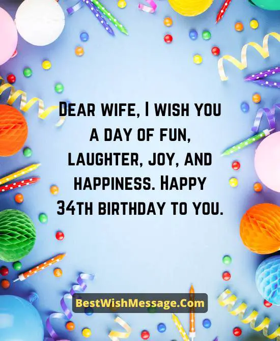 34th Birthday Wishes for Wife