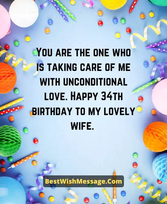 34th Birthday Greetings for Wife