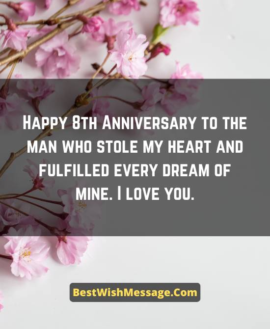 Romantic 8th Anniversary Greetings for Husband